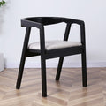 Solid Wood Curved Back Arm Dining Chair – Modern Minimalist Upholstered Accent Chair