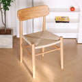 Solid Wood Scandinavian Woven Seat Dining Chair – Minimalist Mid-Century Rope Accent Chair